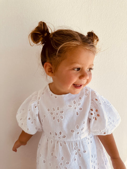 Anglaise Puff Sleeve Dress